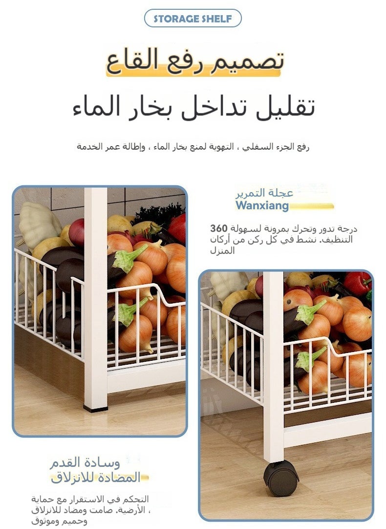 Arabest - Removable Kitchen Shelf Multi-Functional Floor-To-Ceiling Microwave Oven Vegetable Basket Multi-Layer Household Storage Storage Rack - Image 1