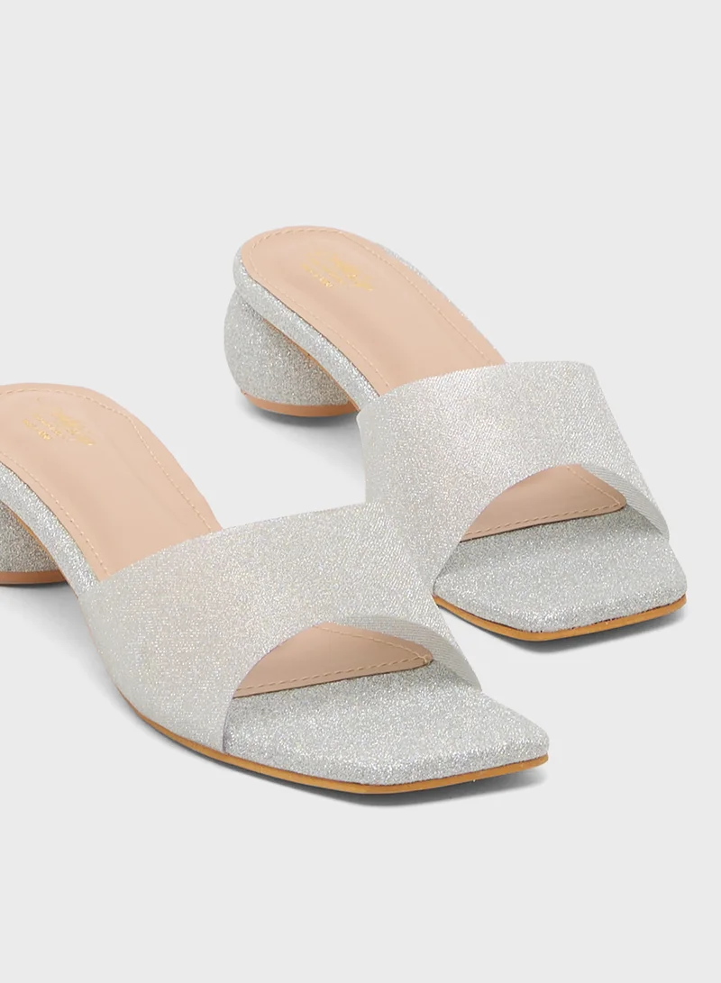 Pink Step Low Heeled Sandal