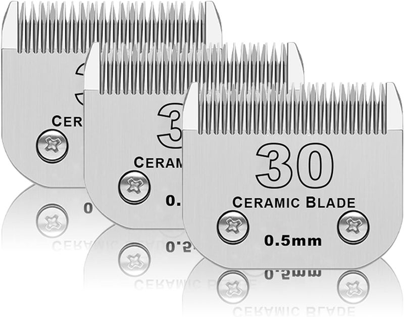 DODAER 30# Dog Grooming Ceramic Blades,Compatible with Andis,Oster A5,Wahl KM10 | Size 30# Detachable Blade 1/50-Inch 0.5MM Cut Length,3 Pack - Image 1