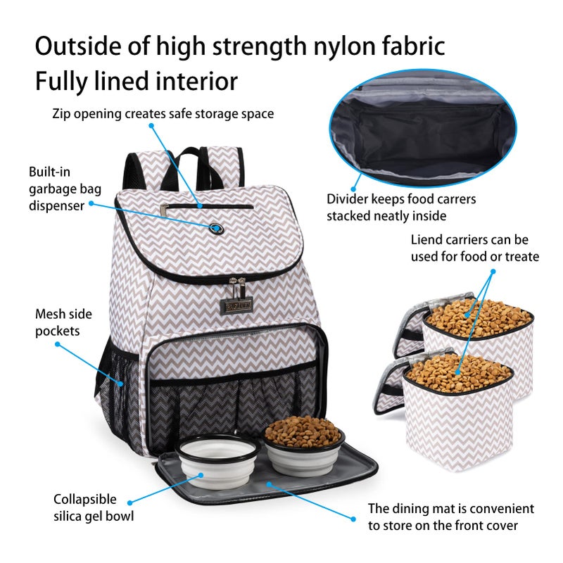 BAGLHERä¸¨Dog Travel Bag, Airline Approved Pet Supplies Backpack, Dog Travel Backpack with 2 Silicone Collapsible Bowls and 2 Food Baskets - Image 4