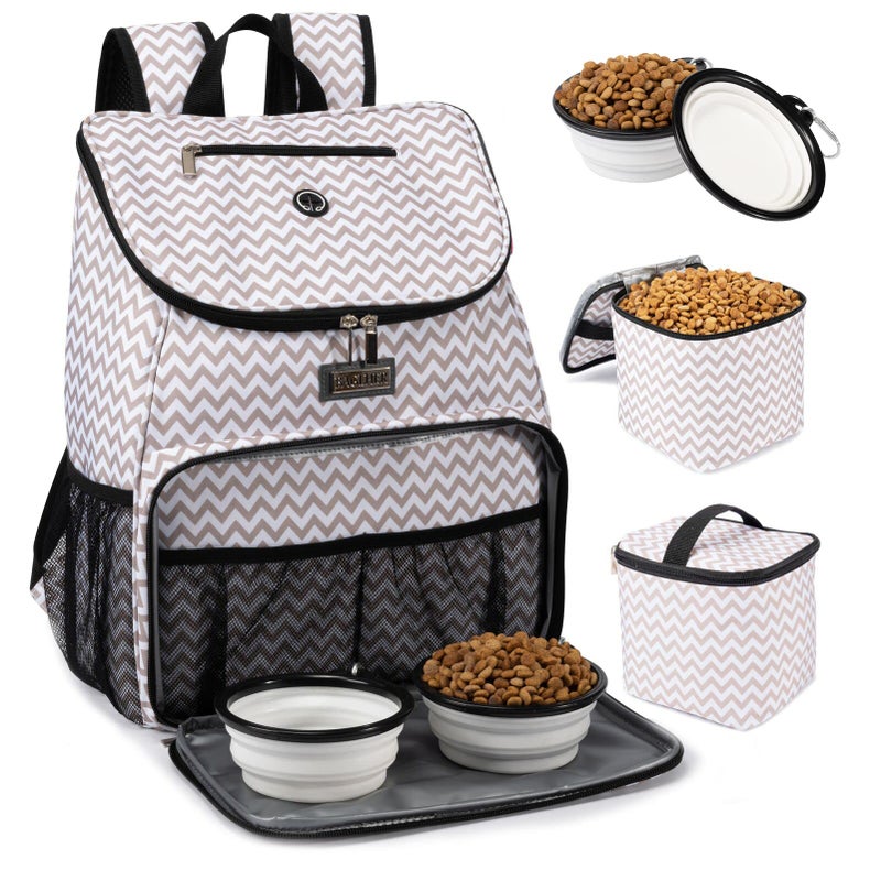 BAGLHERä¸¨Dog Travel Bag, Airline Approved Pet Supplies Backpack, Dog Travel Backpack with 2 Silicone Collapsible Bowls and 2 Food Baskets - Image 1