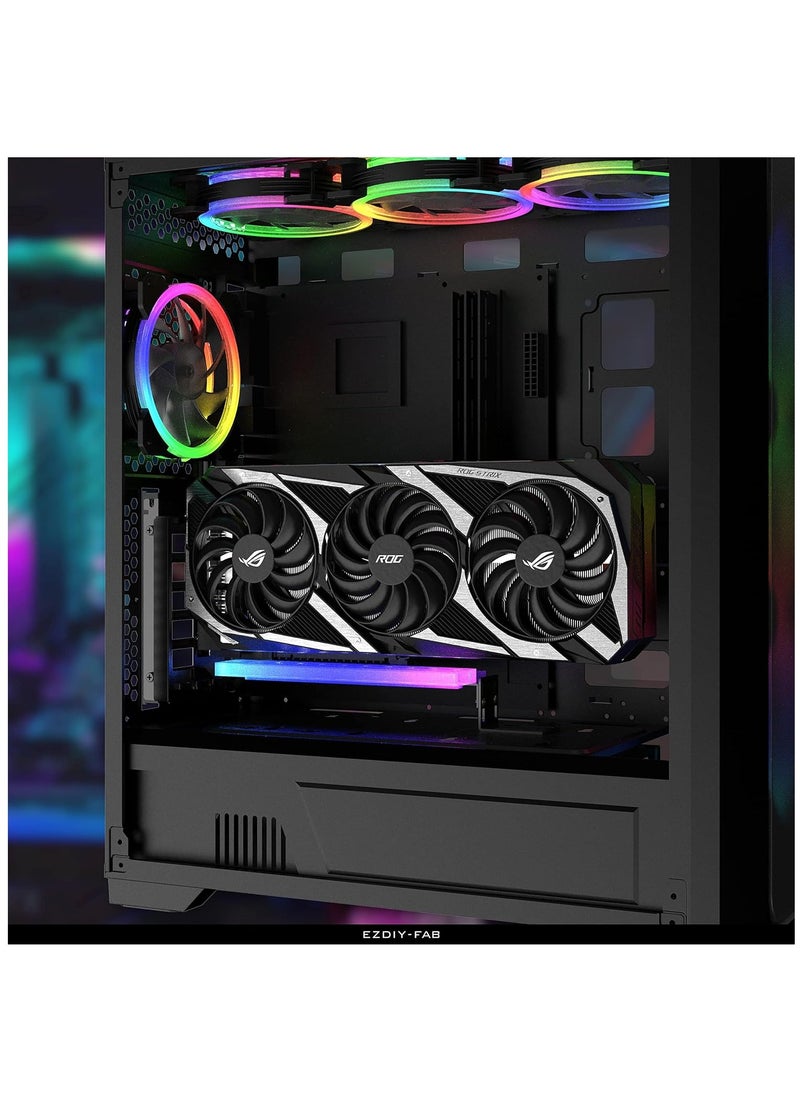 Generic - Vertical GPU Mount with PCIe 4.0 Riser Cable, 5V 3 Pin ARGB LED Module, and 90-Degree Right Angle Support Kit for VGA Graphics Cards (17cm/6.69in, Black) - Image 1