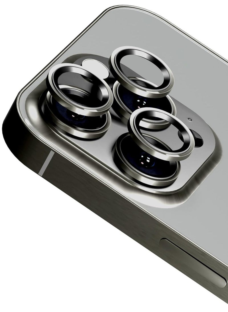 Raxoom Camera Lens Protectors for iPhone 15 Pro and 15 Pro Max, Aluminum Edging AR Lens Defender Scratch-Resistant, Transparent Camera Glass Grade Protective Cover (Natural Titanium) - Image 1