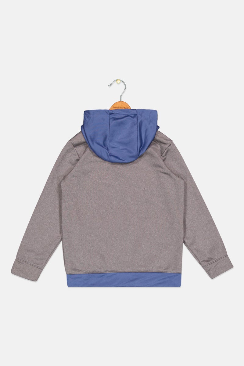 carter's Kids Boy Hooded Long Sleeves Sweatshirt, Grey/Blue - Image 2