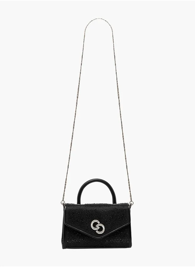 سيليست Women's Embellished Satchel Bag with Top Handle and Detachable Strap Ramadan Collection