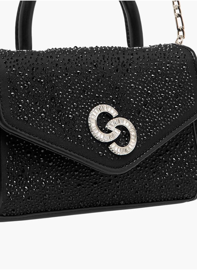 Celeste Women's Embellished Satchel Bag with Top Handle and Detachable Strap  - Image 4