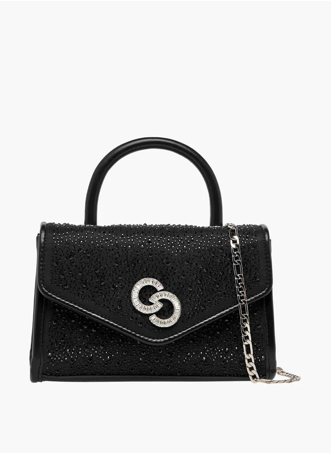 سيليست Women's Embellished Satchel Bag with Top Handle and Detachable Strap Ramadan Collection
