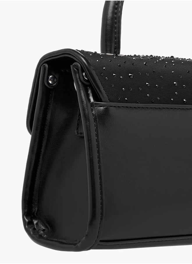 Celeste Women's Embellished Satchel Bag with Top Handle and Detachable Strap  - Image 5