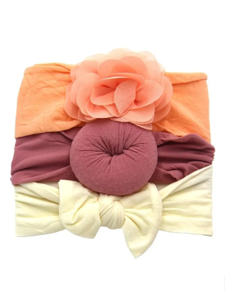 Bambimici Aya Assorted Cute Soft Turban For Babies Peach, Dark Pink, Cream