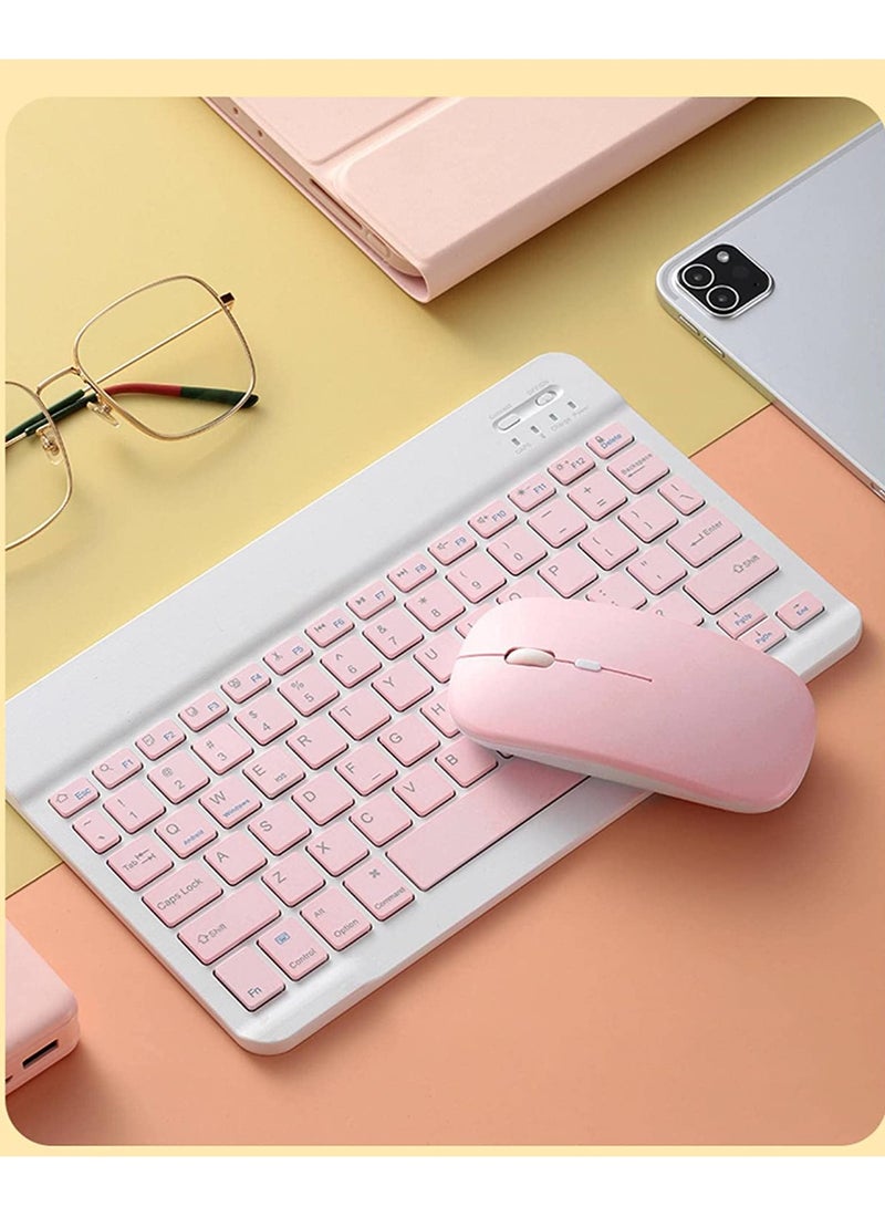 Wireless Bluetooth Three System Universal Mobilephone and Tablet Keyboard with Mouse Set - English Pink - Image 2