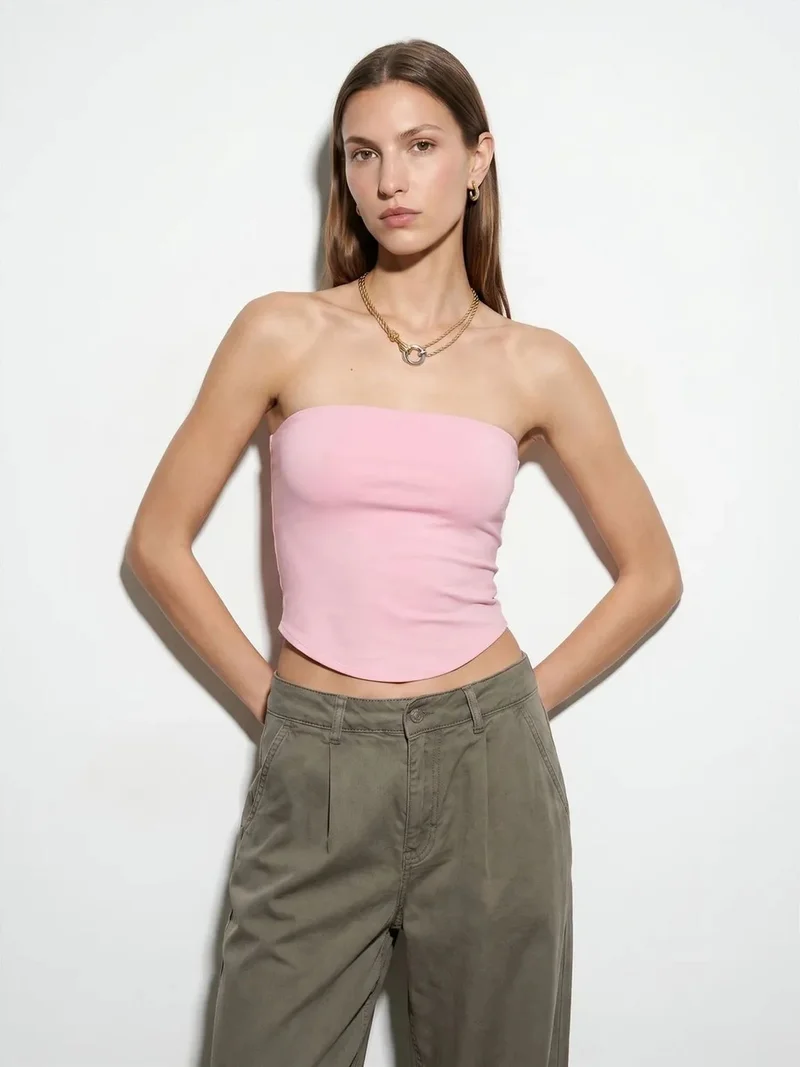 ديلفين Dilvin Women’s Strapless Crop Bandeau Top