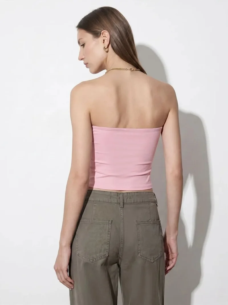 ديلفين Dilvin Women’s Strapless Crop Bandeau Top