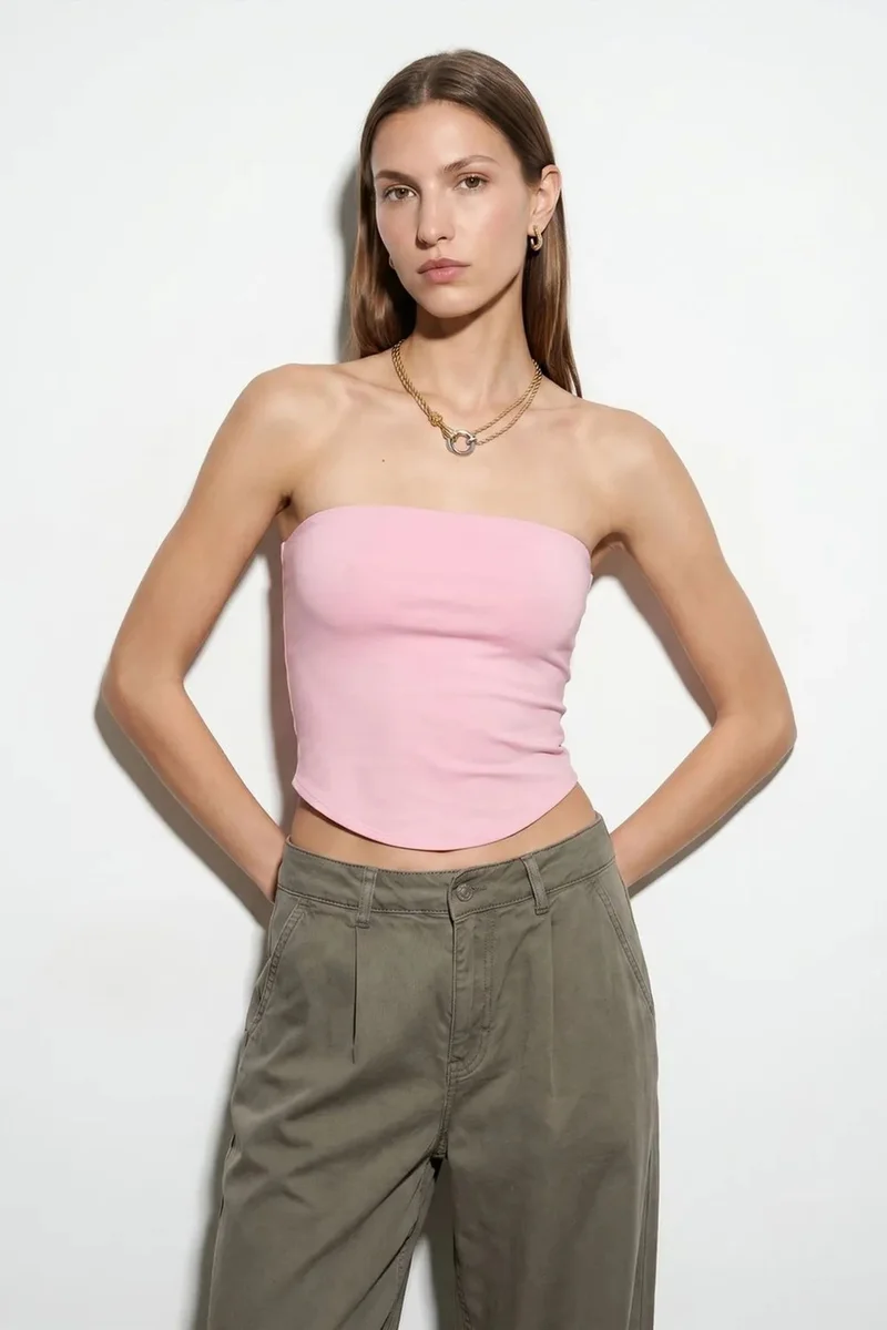 DILVIN Women’s Strapless Crop Bandeau Top