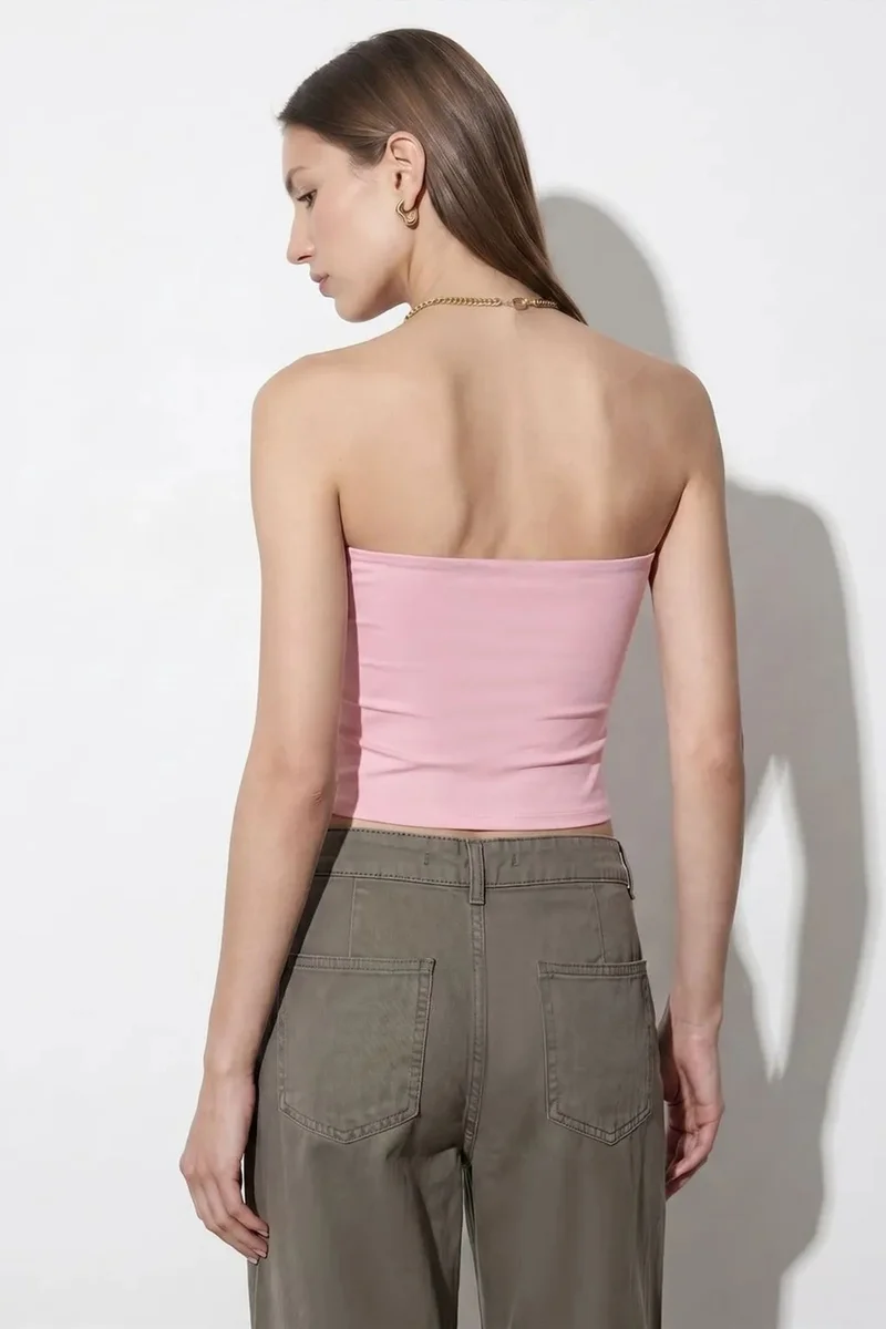 Dilvin Blush Pink DILVIN Women’s Strapless Crop Bandeau Top for Women | Best Price UAE