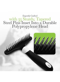 fuller brush Fuller Brush Undercoat Pet Rake - 33 Sturdy Tapered Steel Pins Inset into Polypropylene Head - Ergonomically Designed Rubberized Handle - Reduce Tangles, Remove Loose Undercoat for Shed-Free Groom  - Image 2