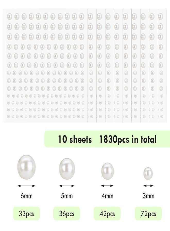 Naler 1830pcs Self Adhesive Pearl Stickers, White Pearl Stickers, Gems Pearls for Crafting, Gem Decorations for Nails Art, Make up and Scrapbook Decorations - Image 2