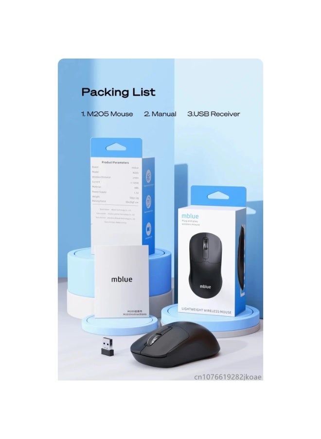 إم بلو ماوس لاسلكي ثنائي الوضع، بلوتوث و2.4 جيجاهرتز USB، قابل لإعادة الشحن، نقرة صامتة، تصميم مريح لأجهزة الكمبيوتر المحمولة/الكمبيوتر الشخصي، M205 - Image 2