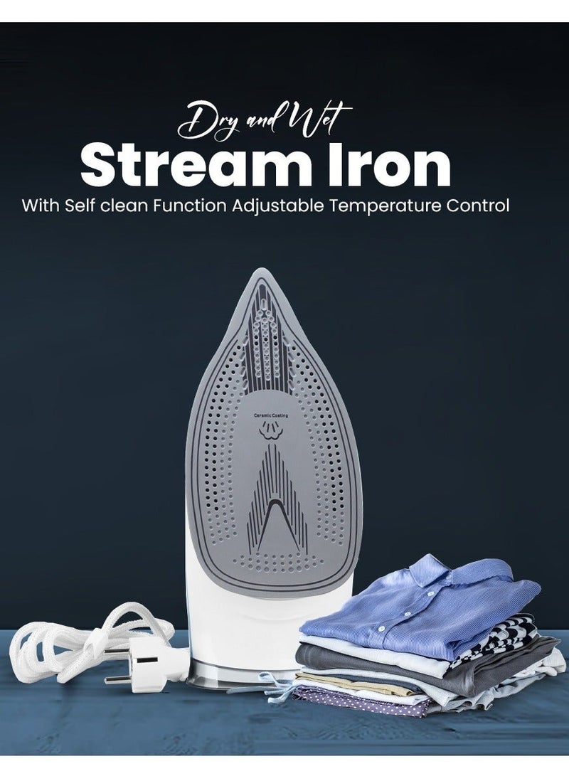 Stargold Dry and Wet Steam Iron 3000W Adjustable Temperature Ceramic Soleplate Blue  - Image 4