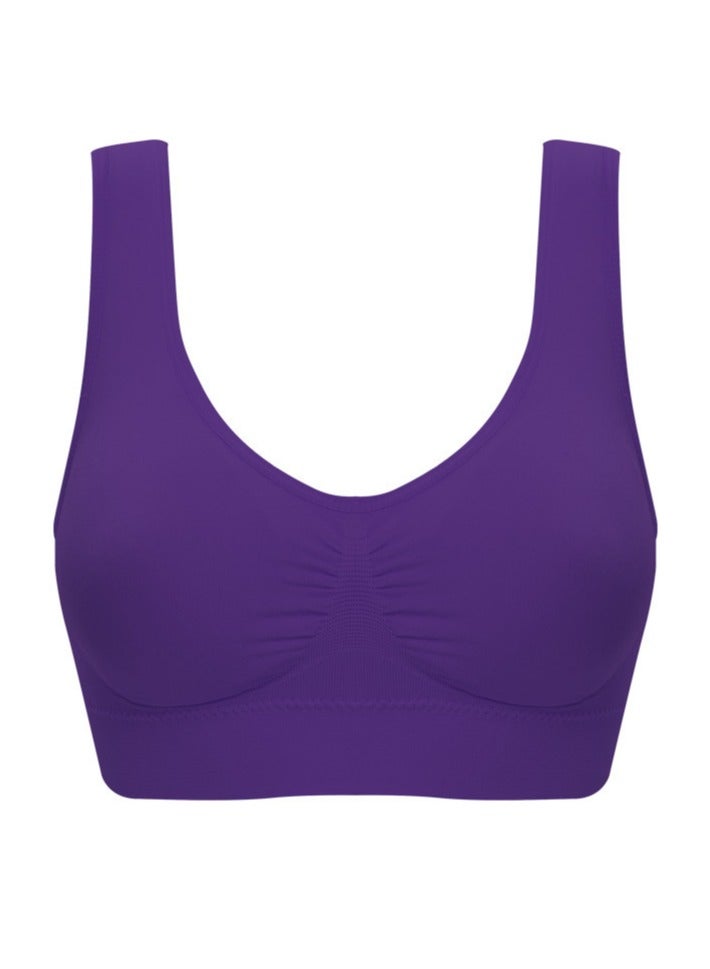 AROAQ Women Sports Bra, Fitness Sports Yoga Bra with Removable Padding,  Double-layer Seamless  Sports Bra without Rims, Comfortable Soft Bra for Workouts Running Yoga Trainings, (Size XXL, Purple) - Image 1