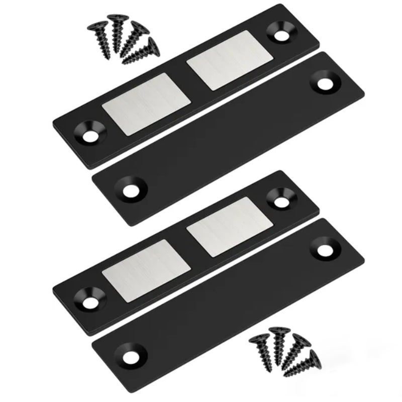 Punch-Free Magnetic Door Stop, Strong Invisible Cabinet Door Magnetic Latch, Sliding Door/Wardrobe Magnetic Stopper, Black 2PCS