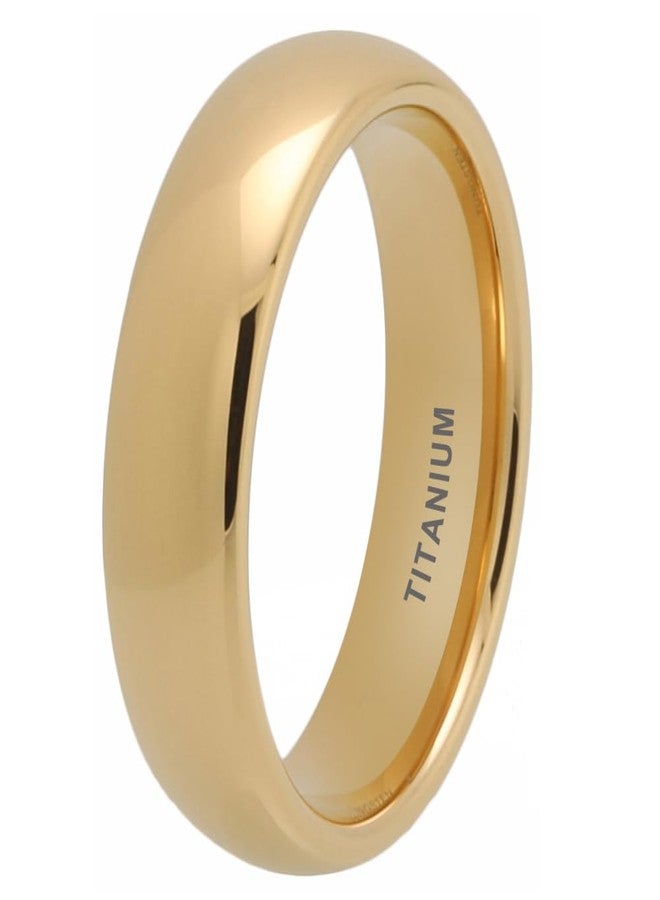 TUTISS 6mm Gold Titanium Rings for Men Women Fashion Jewelry Engagement Wedding Bands Domed Polished Shiny Comfort Fit Size 5 - Image 2