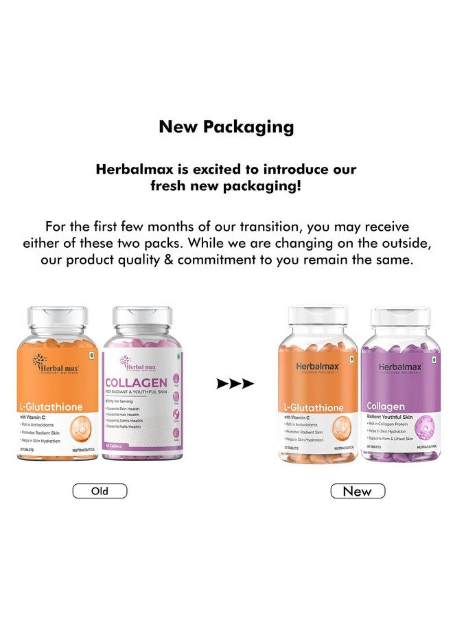 Herbal Max مكمل هيربال ماكس كولاجين و L جلوتاثيون - 90 كبسولة، 2 عدد - Image 2