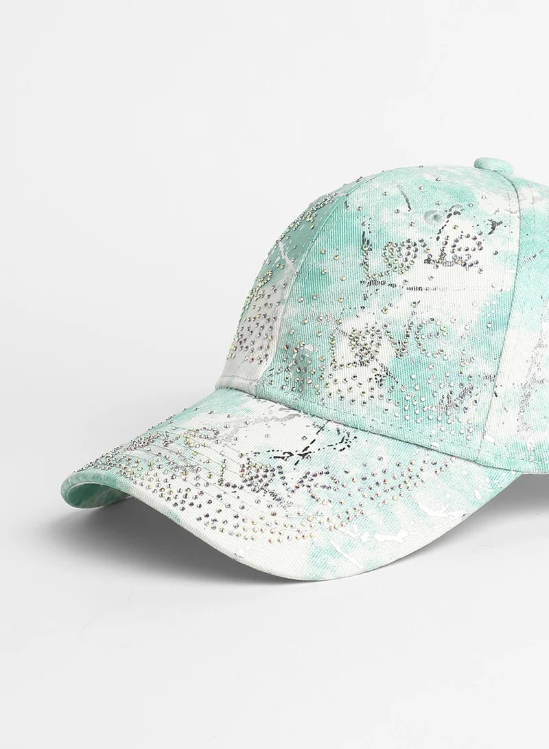 Haute Sauce Studded Ombre Basketball Cap - Mint Green & Ivory White