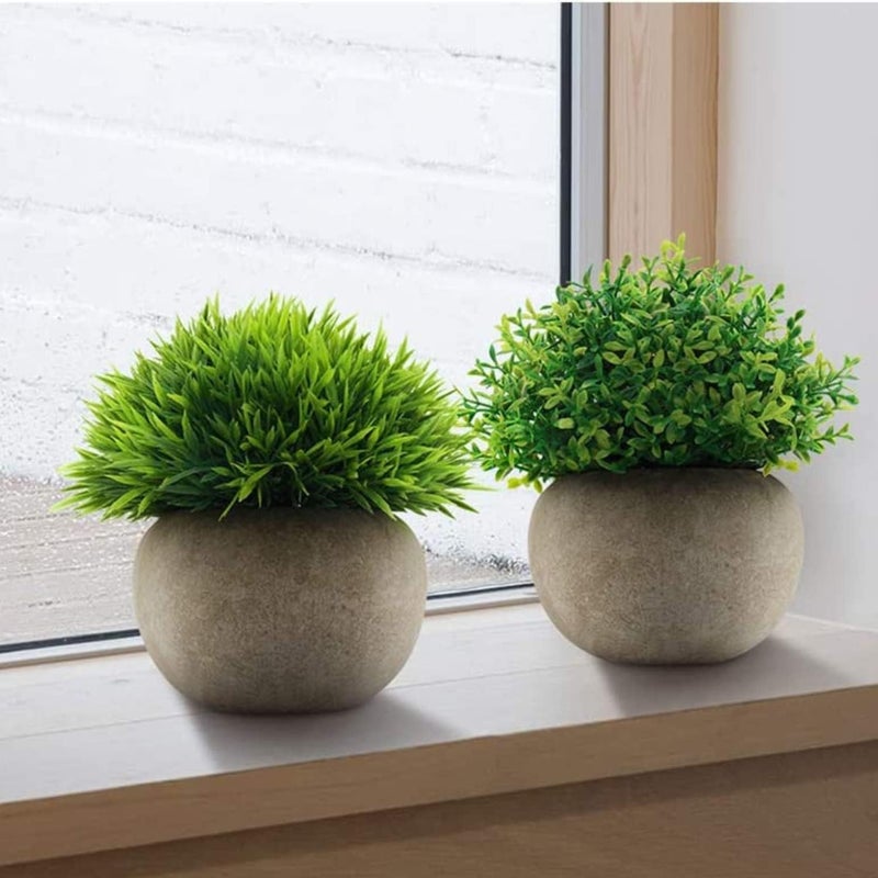 Velener Mini Sage Green Potted Boxwood Topiary Artificial Plants for Home Decor Indoor, Farmhouse House Plant Office Small Desk Shelf Apartment Coffee Bar Bathroom Decor Guest Room, Small Fake Plant - Image 5