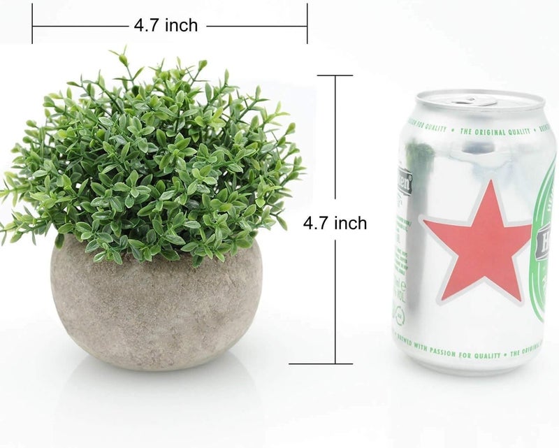 Velener Mini Sage Green Potted Boxwood Topiary Artificial Plants for Home Decor Indoor, Farmhouse House Plant Office Small Desk Shelf Apartment Coffee Bar Bathroom Decor Guest Room, Small Fake Plant - Image 2