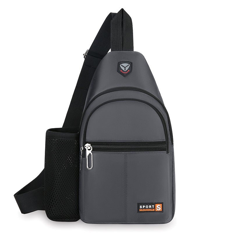Mens crossbody chest bag new large capacity casual Oxford cloth shoulder small backpack fashion trendy shoulder messenger bag Gray