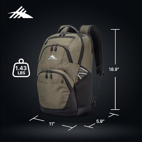 High Sierra Swoop Backpack, Lightweight Bookbag, Large Main Compartment + External Accessory Pockets, Separate Laptop Pocket, Dual Water Bottle Pockets, Fits most 17” Laptops, 30L Capacity, Olive - Image 3