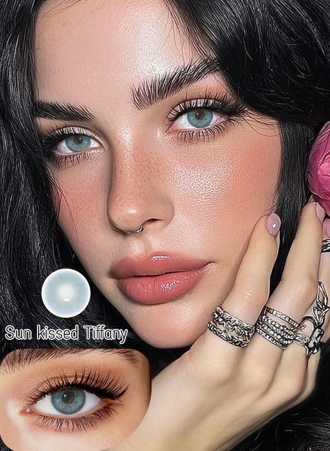 عيون غامضة ميستيك آيز عدسات لاصقة ملونة 6 أشهر، Sun‑kissed “Tiffany”  14.20 مم، عدسات تجميلية بمظهر طبيعي للاستخدام اليومي والمكياج، عدسات أزياء للجنسين، مع علبة - Image 1