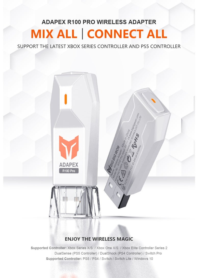 BIGBIG WON Wireless Controller Adapter for Xbox Series X|S Controller/Xbox One X|S Controller/Elite Series 2/PS5/PS4/Switch Controller Playing on PS4/Switch/Windows 1110 PC - Image 2