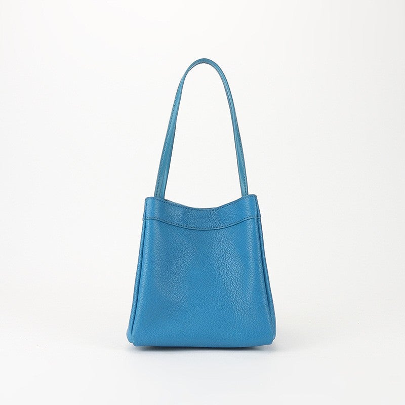 Niche Design Portable Vegetable Basket Large Capacity Commuter Tote Bag Genuine Leather Shoulder Wings Women'S Bag - Image 1