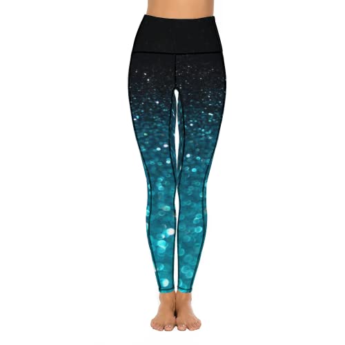 KevaMolly Yoga Pants with Phone Pockets for Women High Waisted Leggings Petite Length Workout Activewear Y2k Blue Blister Print - Image 3