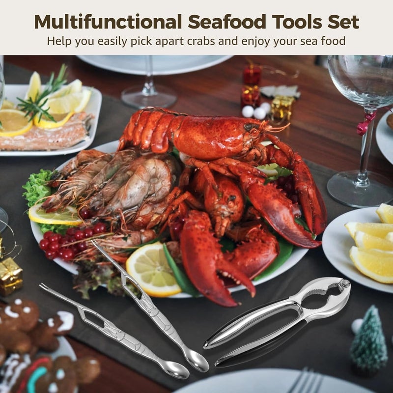 8-Piece Seafood Utensil Set: Crab Crackers, Lobster Forks & Spoons - Image 2