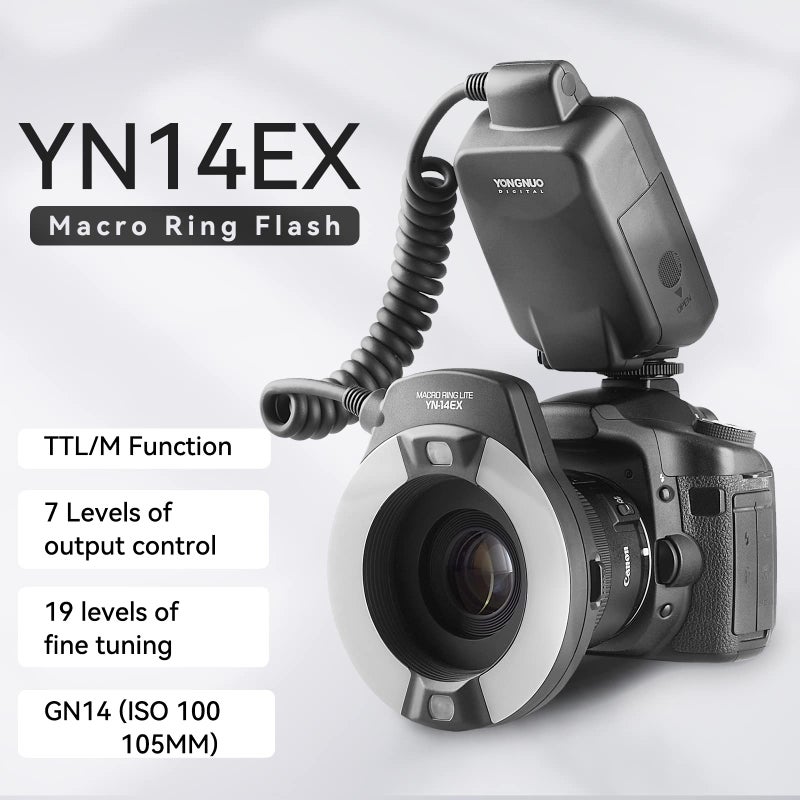 YONGNUO YONGNUO YN-14EX YN14EX TTL Macro Ring Flash, LED Flash Light with Adapter Ring for Canon EOS DSLR Cameras, as Canon MR-14EX  - Image 2