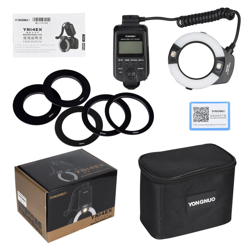 YONGNUO YONGNUO YN-14EX YN14EX TTL Macro Ring Flash, LED Flash Light with Adapter Ring for Canon EOS DSLR Cameras, as Canon MR-14EX  - Image 4