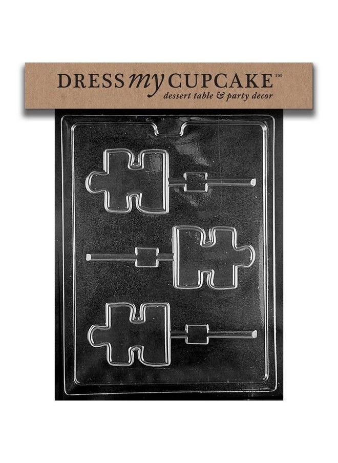 Dress My Cupcake Chocolate Candy Mold Puzzle Piece Lollipop Autism Awareness  - Image 1