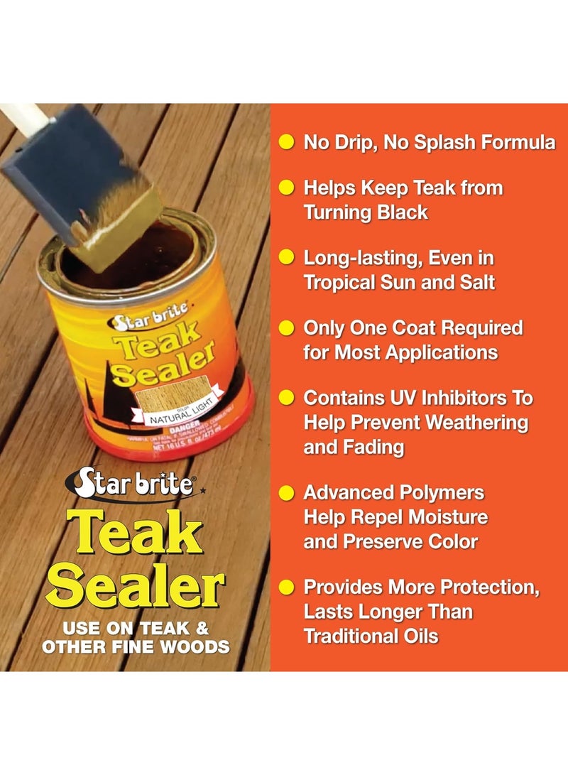Star Brite STAR BRITE Teak Sealer - No Drip, No Splash Formula - One-Coat, Durable Protection for All Fine Woods - Perfect for Outdoor Furniture & Marine Use - Natural Light 16 OZ (087916) - Image 3