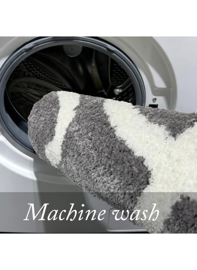 TYCOM Bathroom Rugs Bath Mat 40 By 60 CM Non Slip Fluffy Soft Plush Microfiber Shower Carpet Rug Machine Washable Quick Dry Ultra Bath Mats for Tub Bathroom and Shower Line Grey.  - Image 5