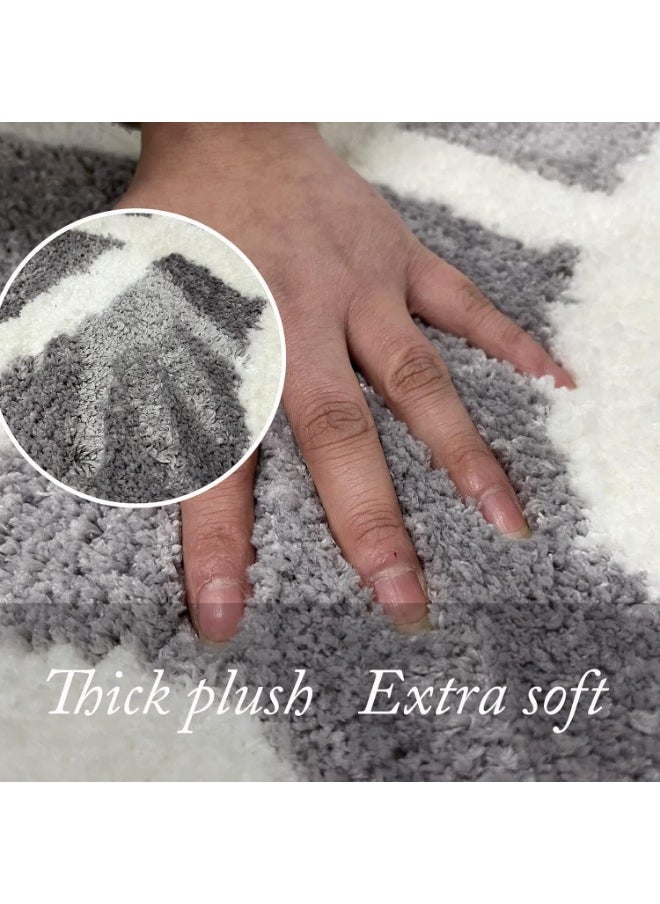 TYCOM Bathroom Rugs Bath Mat 40 By 60 CM Non Slip Fluffy Soft Plush Microfiber Shower Carpet Rug Machine Washable Quick Dry Ultra Bath Mats for Tub Bathroom and Shower Line Grey.  - Image 4