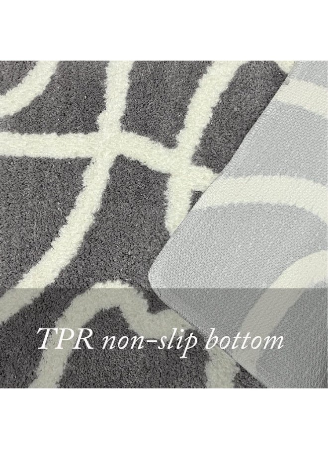 TYCOM Bathroom Rugs Bath Mat 40 By 60 CM Non Slip Fluffy Soft Plush Microfiber Shower Carpet Rug Machine Washable Quick Dry Ultra Bath Mats for Tub Bathroom and Shower Line Grey.  - Image 3