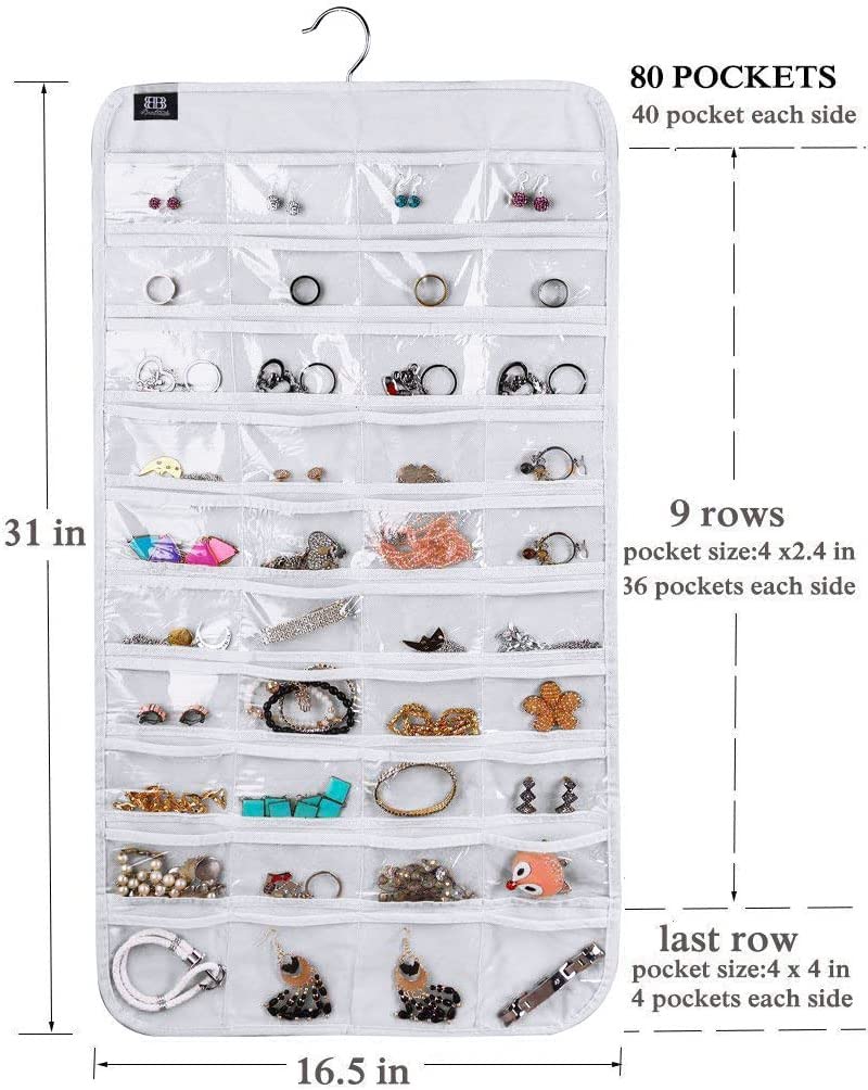 BB Brotrade Hanging Jewelry Organizer,Accessories Organizer,80 Pocket Organizer for Holding Jewelries - Image 3
