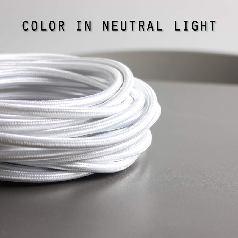 PRUNLLA 32.8ft Fabric Cloth Covered Round Wire,PRUNLLA Vintage 18/2 Industrial Electrical Lamp Cord, 18-Gauge Antique Style for Retro Lamp, DIY Projects (Pearl) - Image 4
