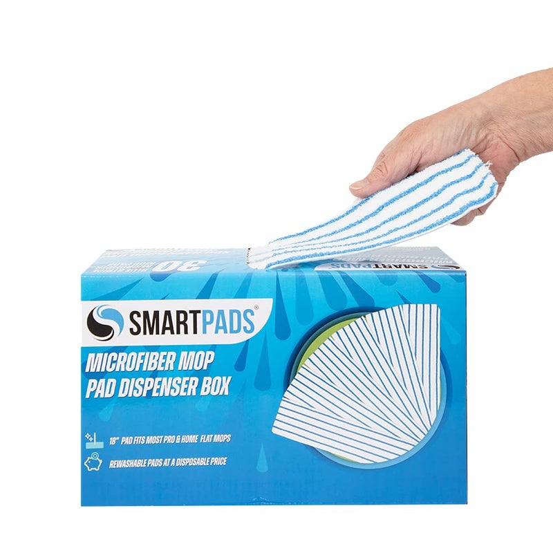 Arkwright, LLC Arkwright Reusable Smart Pads Box  Pack of 30 Disposable or Washable Microfiber Mop Pads Compatible with Swiffer Mop Heads Dry and Wet Mops for Many Types of Floor Cleaning 18 in Blue