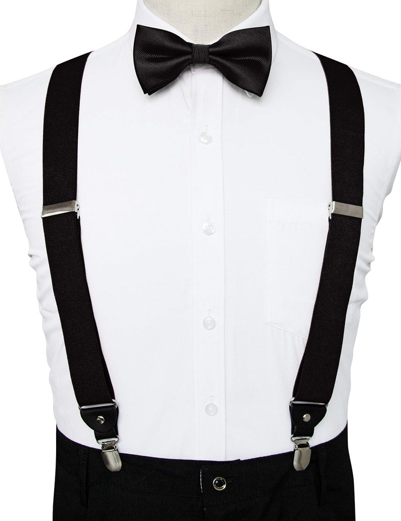 JEMYGINS Black Suspender and Silk Bow Tie Sets for Men (Black) - Image 4