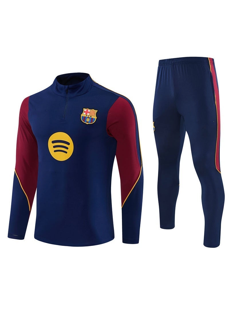 برشلونة طقم زي برشلونة لكرة القدم 2026-2027، قميص طويل الأكمام وبنطلون طويل، بدلة تدريب كرة قدم مريحة للتدريب والارتداء اليومي. - Image 1
