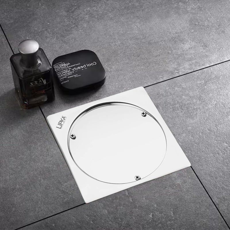 Lipka LIPKA Sweep Out Square Floor Drain Premium Stainless Steel 5 x 5 Inches - Image 1