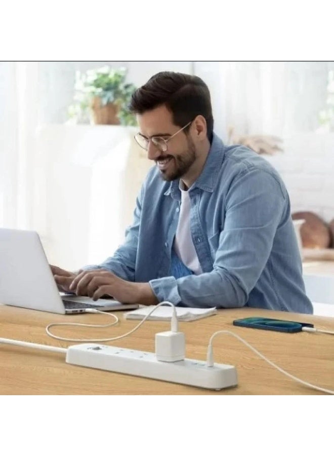 Power Max 7 in 1 Power Extension Socket Protector - 3 Wide Sockets with 2 USB-A Ports and 2 USB Type C Port, Flat Plug, Wall Mount, USB Charging Station for Office, Ideal for All Electronic Devices, 3 Meter White , PowerMax Power Strip  Get a 3-meter power strip with 3 outlets and 4 USB + USB-C ports. - Image 2